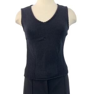 St. John Black Santana Knit Sweater Shell Tank Top Sleeveless | P (Fits XS/S)